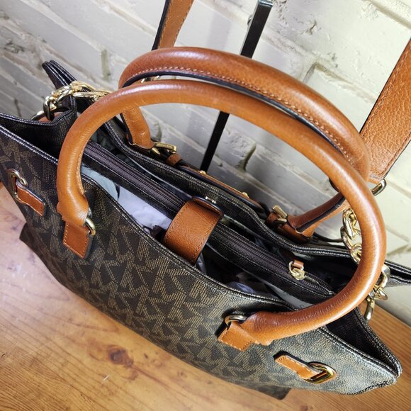 Euc Michael Kors Hamilton Brown Monogram Shoulder Bag Purse - Picture 6 of 13